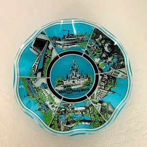 Vintage Walt Disney World Souvenir Glass Trinket Dish